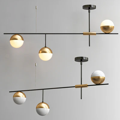 Chandelier Balls white & brass 3 — Ver 1