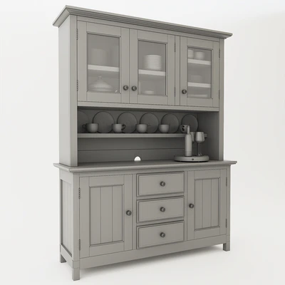 Pottery Barn Benchwright Buffet & Hutch With Decor — Ver 4