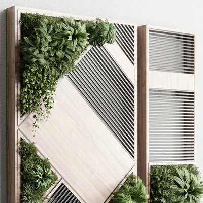 plants set partition in wooden frame- Vertical graden wall decor box 29 — Ver 5