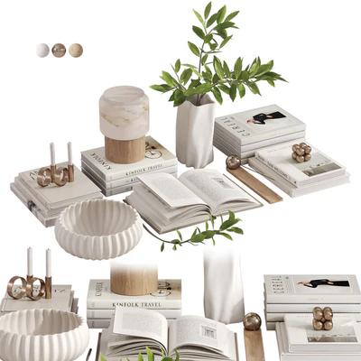 White decorative set with Lanterno Table Lamp — Ver 3