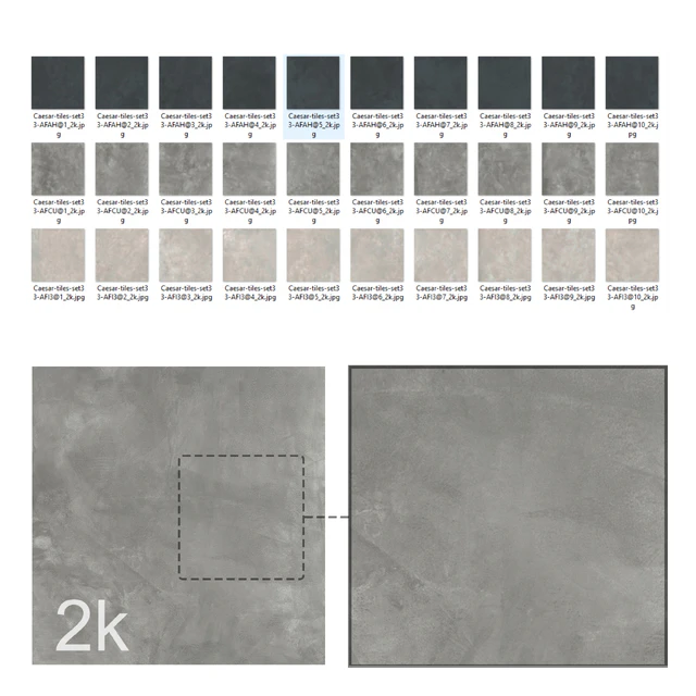 Caesar Set 33 - Concrete Porcelain Tiles BUNDLE - 3 types: Grey, Black, Beige — Скачать
