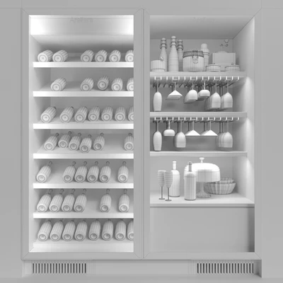 Wine cabinet with wine and crystal service. Alcohol — Ver 2