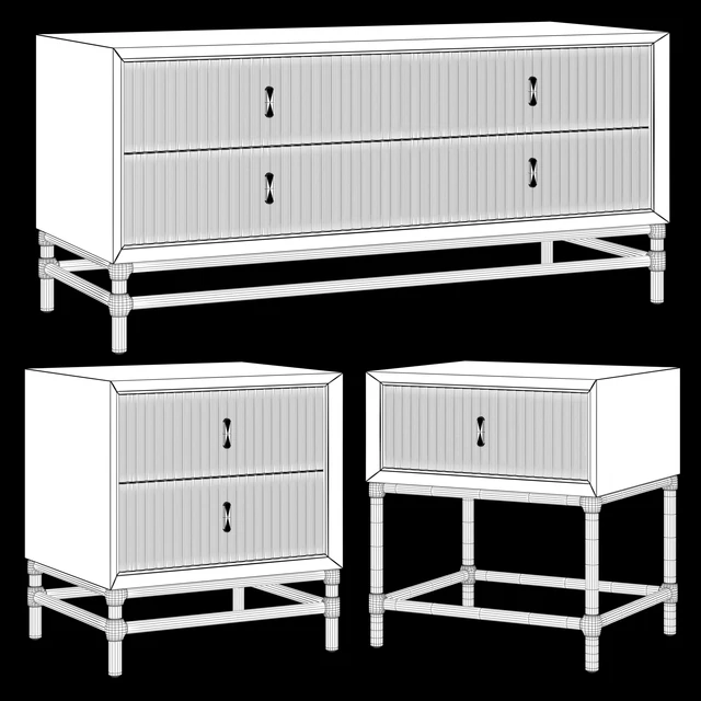 Chest of drawers and bedside tables in Art Deco style 05 — Descargar