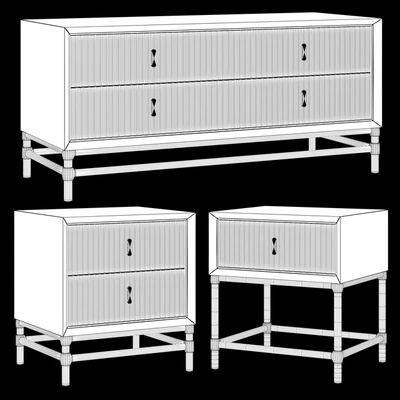 Chest of drawers and bedside tables in Art Deco style 05 — Ver 2