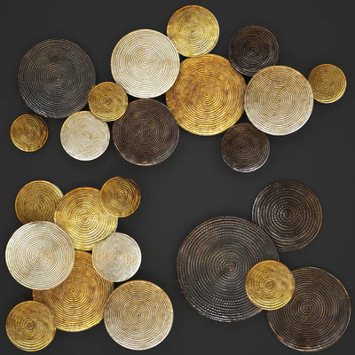 ART. Circles Wall Decor. Настенный декор, картина, диски, золотой декор, luxury, панно — Вид 1