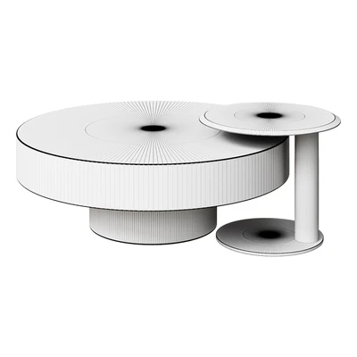 Coffee Table Modern Gold & Black 2-Piece Round Nesting Coffee Table Set with Tempered Glass Top coffee table — Ver 2