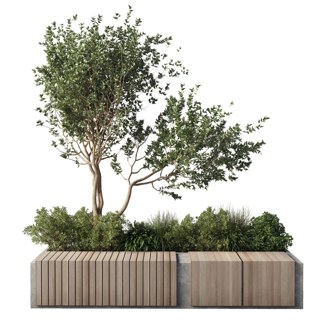 Urban Environment Urban Furniture Green Benches Plants tree grass 17 corona — Descargar