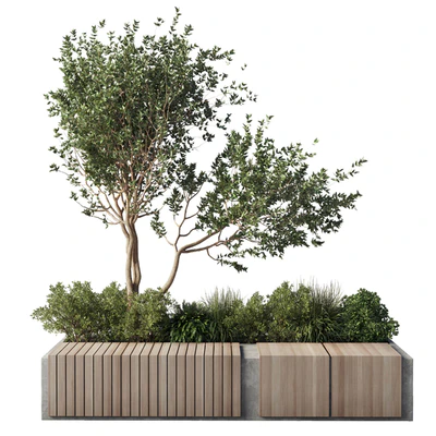Urban Environment Urban Furniture Green Benches Plants tree grass 17 corona — Ver 1