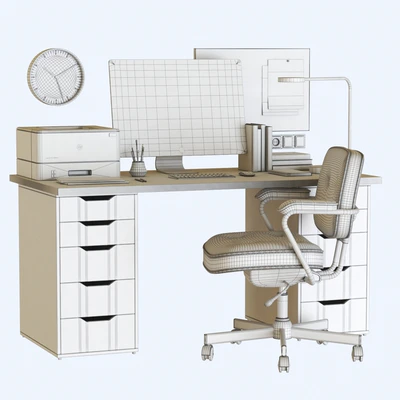 IKEA office workplace with ALEX table and ALEFJALL chair — Ver 2