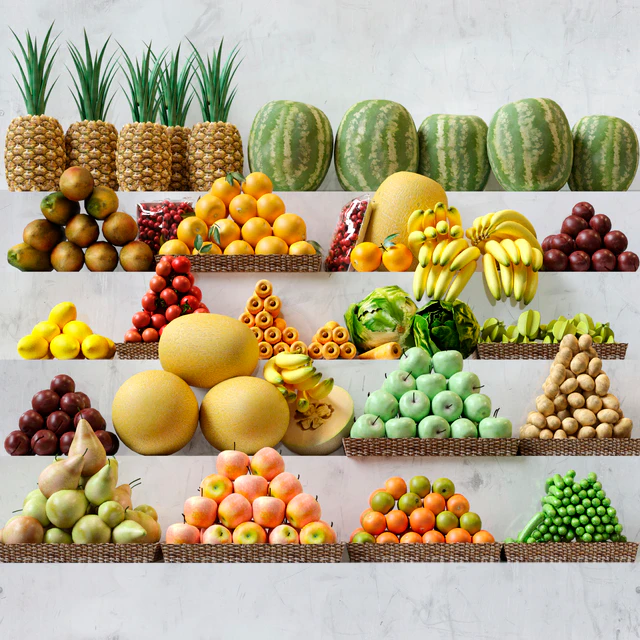 Set of fruits, vegetables in the market 3. Fruits, vegetables — Descargar
