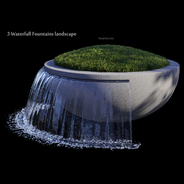 3 Waterfall Fountains Landscape — Descargar