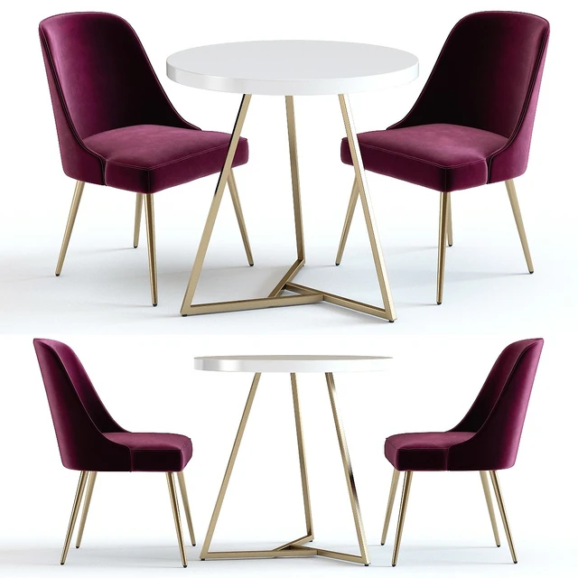 West Elm Lacquer Top Table and Mid-Century Chairs — Descargar