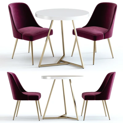 West Elm Lacquer Top Table and Mid-Century Chairs — Ver 1