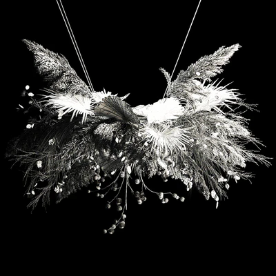 Hanging bouquet of dried flowers, palm branch, pampas grass, dry reeds, lunnik, thorn 270. — Ver 7