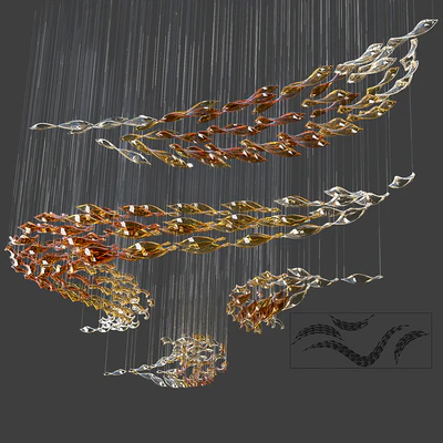 Glass Waves Chandelier (S shape) — Ver 1