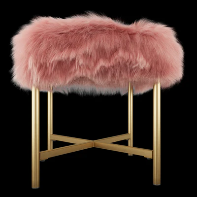 HomePop Decorative Faux Fur Square Ottoman — Ver 4