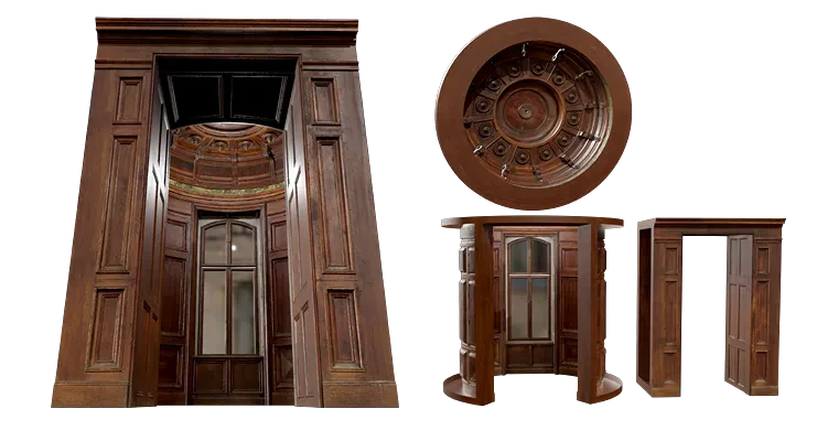 historic palace interior wall wood round set 001 — Скачать