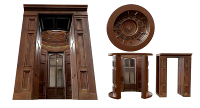 historic palace interior wall wood round set 001 — Скачать
