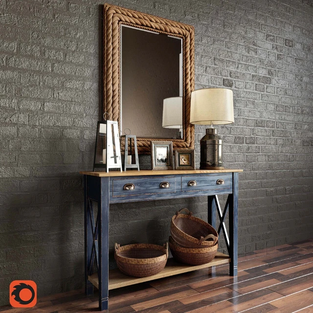 Summerville Wall Mirror, Milk Jug Accent Table Lamp, Console Marc Aurele - Lavande, Decoration — Скачать