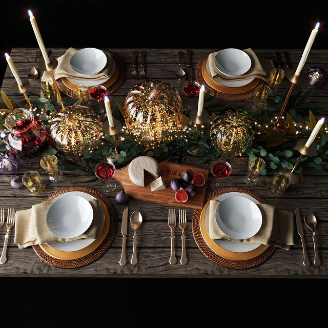 Autumn table setting with pumpkins — Descargar