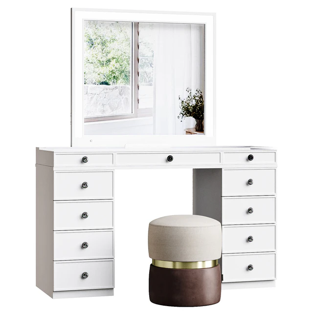 Tresanti Alexandra Vanity Table with LED Lighted Mirror — Download
