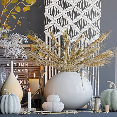 Autumn decorative set with wheat — Ver 3