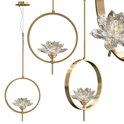 Pendant lamp Crystal Lotus Flower Lotus flower Clear Glass pendant lamp B — Ver 3