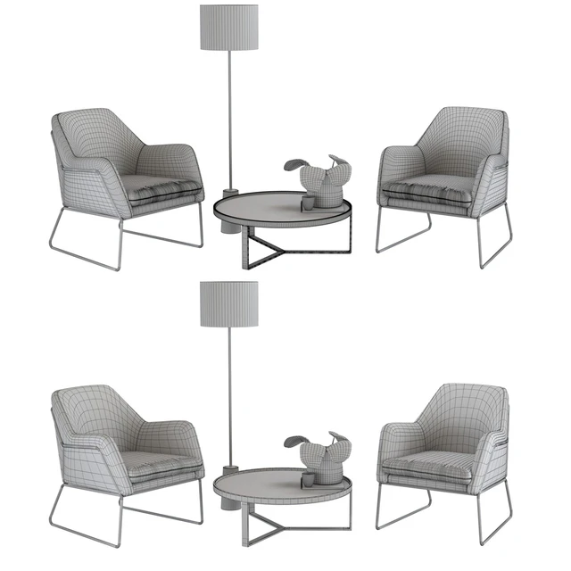 Frame Armchair, Aula Coffee Table, Rita Floor Lamp by Made — Descargar