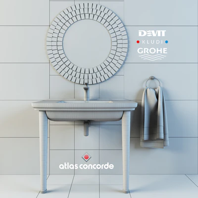 Смеситель KLUDI Balance, умывальник Devit retro, кольцо Grohe ESSENTIALS, плитка Atlas Concorde Marvel — Вид 2