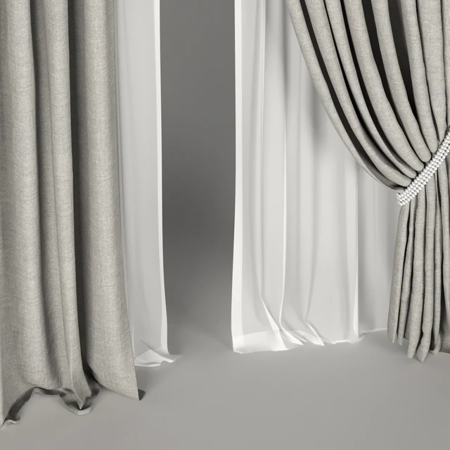 Brown curtains in the background with tulle and a Roman curtain. — Descargar