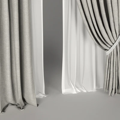 Brown curtains in the background with tulle and a Roman curtain. — Ver 2