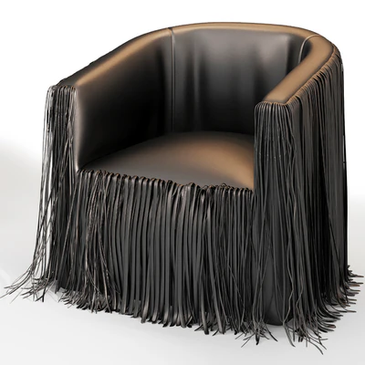 Shaggy Leather Swivel Chair in NeKeia Leather — View 5
