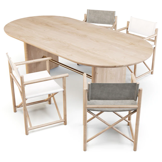 Dining Set: Crate and Barrel (Table Oli Oval and Chairs Director's) — Скачать