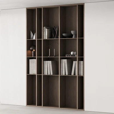 202 bookcase and rack 05 wooden with decor 01 — Вид 6