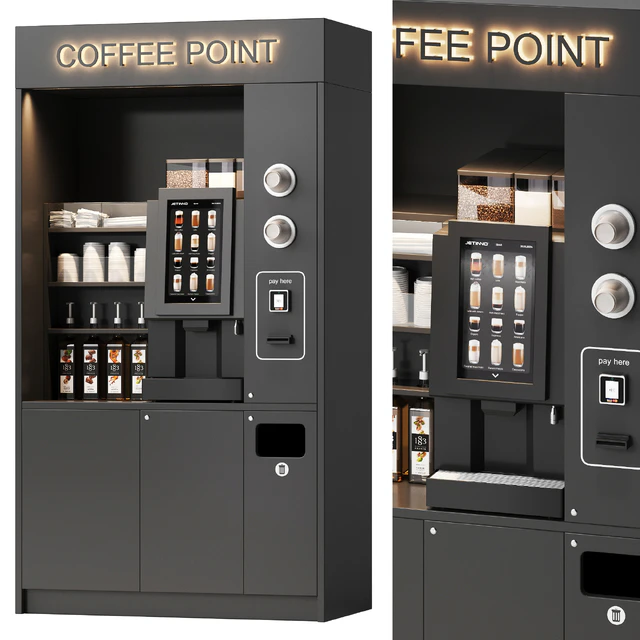 Coffee vending machine. Coffee to go. Self-service coffee shop. Vendor point — Download