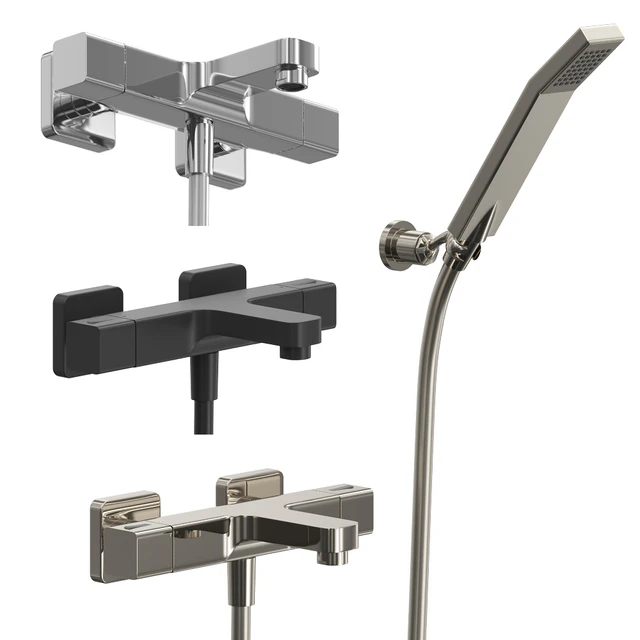 Thermostatic bath faucet with shower set Cisal Cubic — Descargar