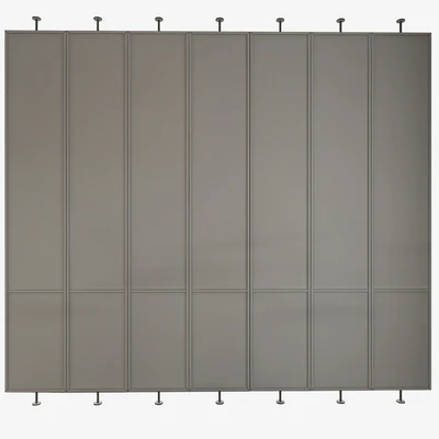Вращающаяся металлическая перегородка с матовым рифленым стеклом/Swivel metal partition with frosted corrugated glass — Вид 3