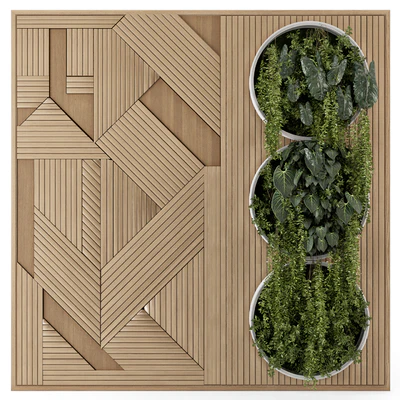 Indoor Wall Vertical Garden in Wooden Base - Set 1226 — Ver 5