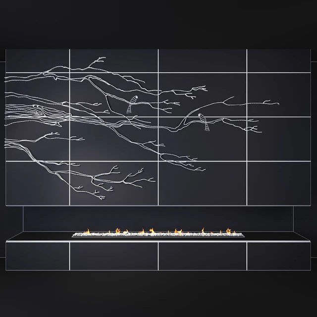Decorative fireplace  branches — Скачать
