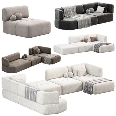 Contemporary Modular Sofa Offered in Elephant Velvet by 1stdibs — Ver 4