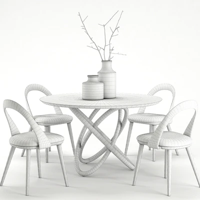 NORHOR Bergen round table and Walnut chair — Ver 3