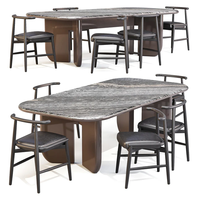 Dining Set: Meridiani (Italo Table and Emilia Chairs) — Скачать