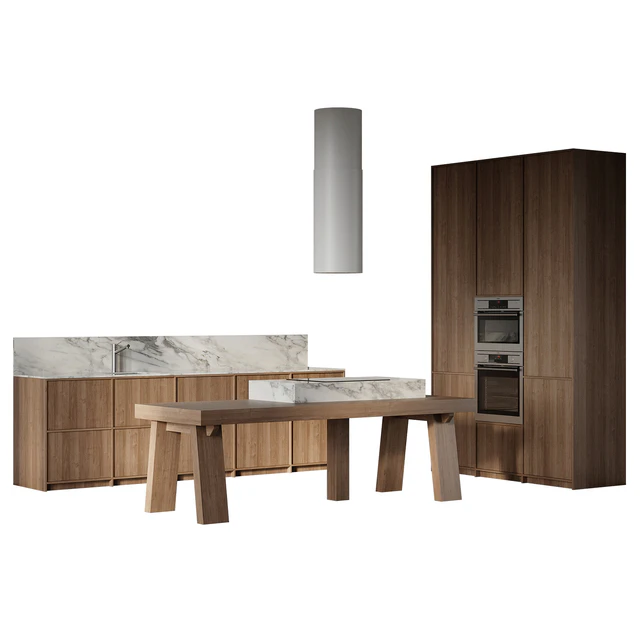 Straight kitchen with island — Descargar
