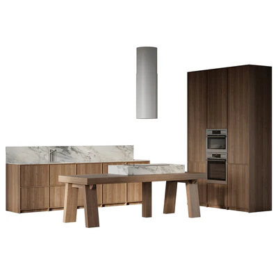 Straight kitchen with island — descargar