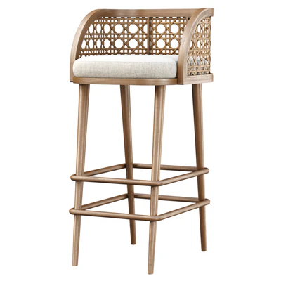 Rimma rattan bar stool DS67 / Wooden bar stool — Ver 3