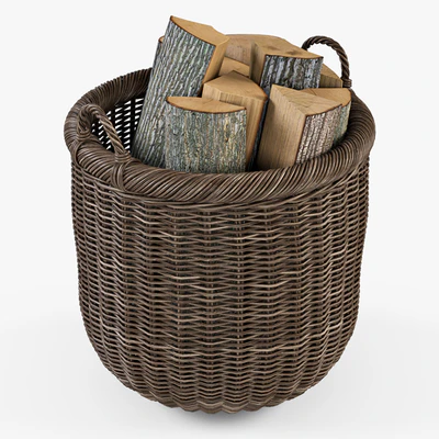 Basket with firewood 007 / brown — Ver 3