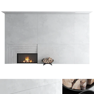 Decorative wall with fireplace set 42 — Ver 1