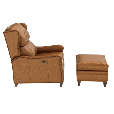 Wesley Hall STEVENSON TILT BACK leather armchair ottoman — Вид 6