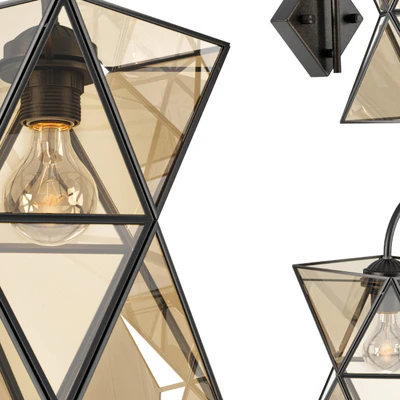 Sconce PolyPyramid Glass Bra Cognac — Ver 3