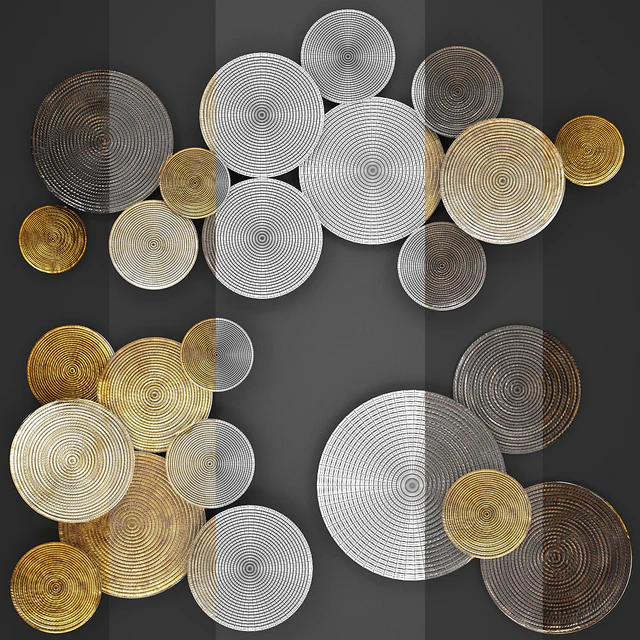 ART. Circles Wall Decor. Настенный декор, картина, диски, золотой декор, luxury, панно — Скачать